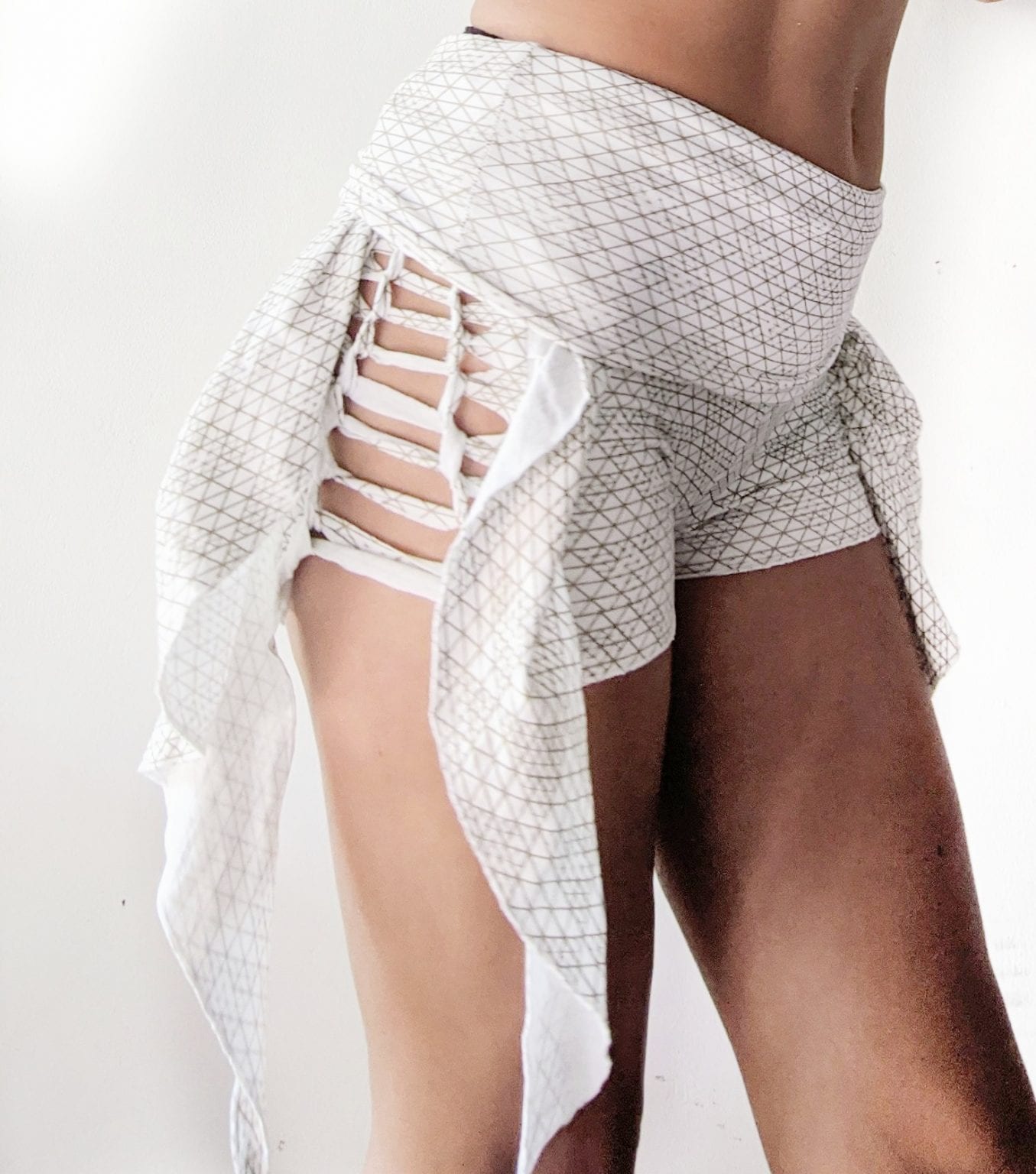 white frill shorts
